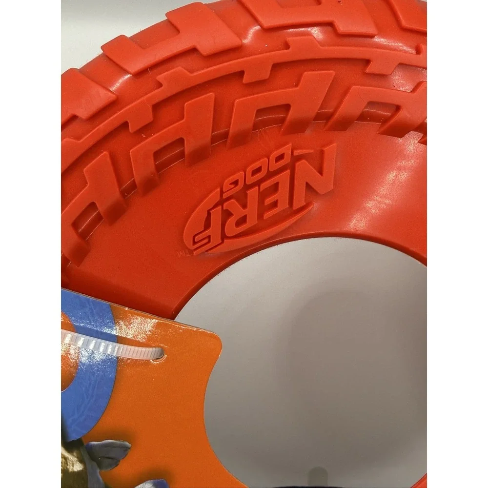 Nerf Dog Tire Flyer Dog Toy 10 Inch Red Durable Floating TPR 1111-2096
